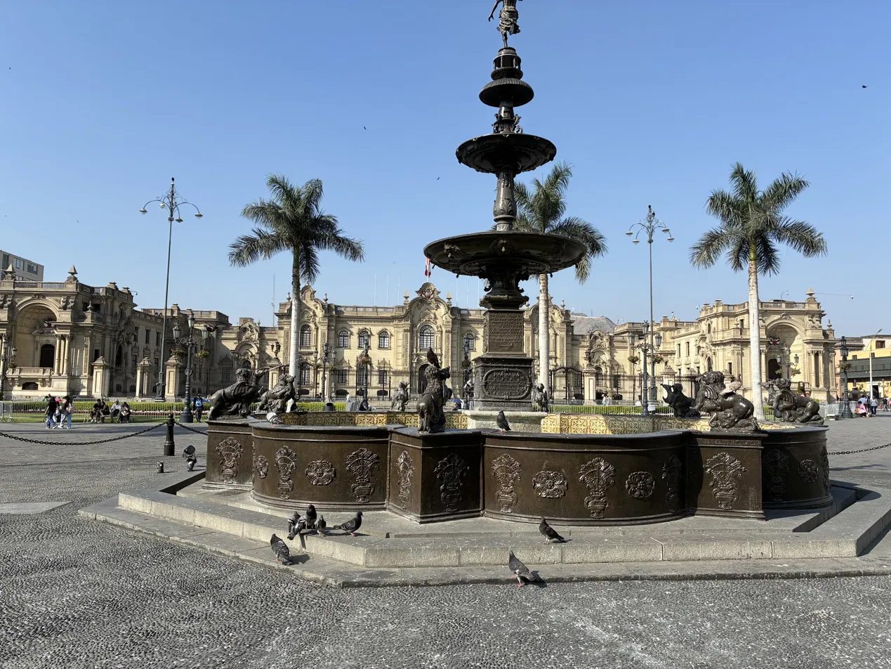 The bronze fountain at the centre of the Plaza Mayor